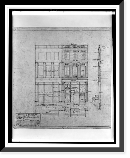 Conversion of row houses into store buildings for Eugene Smith, 916, 918, 920, 922, and 924 17th Street, N.W., Washington, D.C. Front elevation, Antique Poster