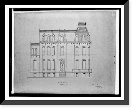 Duplex (dwellings") for R.L. and Vinnie Ream Hoxie, K Street, N.W., Washington, D.C. K Street front of houses", Antique Print