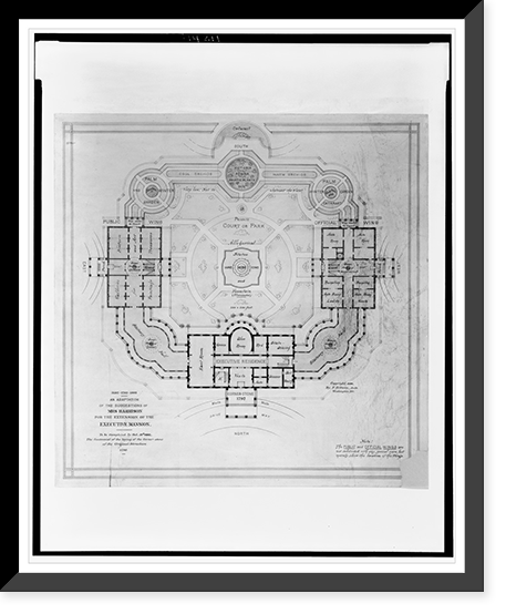 Alterations to the Executive Mansion, for Mrs. Benjamin Harrison, Pennsylvania Avenue, N.W., Washington, D.C. Site plan, with suggestions.F.D. Owen, Arch't., Washington, D.C. Antique Wall Art Pri