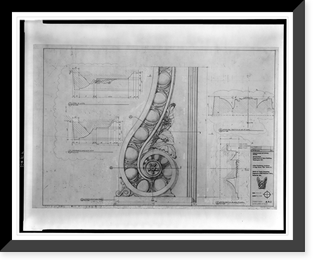 Renovations to the Department of State building (New Treaty Room, Outer Foyer"), 2201 C Street, N.W., Washington, D.C. Wood whorl at architrave", Vintage Print
