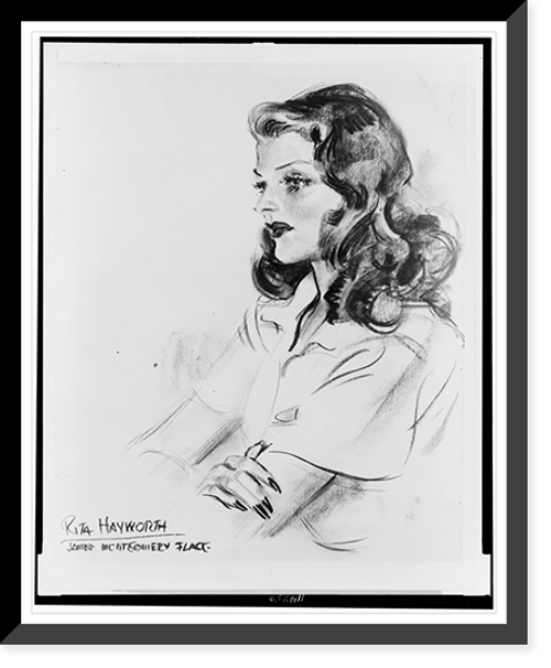 Historic Framed Print, [Rita Hayworth, head-and-shoulders portrait, facing left],  17-7/8" x 21-7/8"