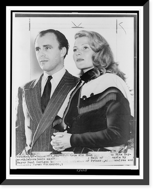 Historic Framed Print, [Rita Hayworth and Prince Aly Khan, half-length portrait facing left],  17-7/8" x 21-7/8"