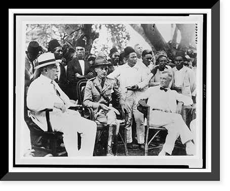 Triangular conference held between American military officials and Moro chief, Antique Poster