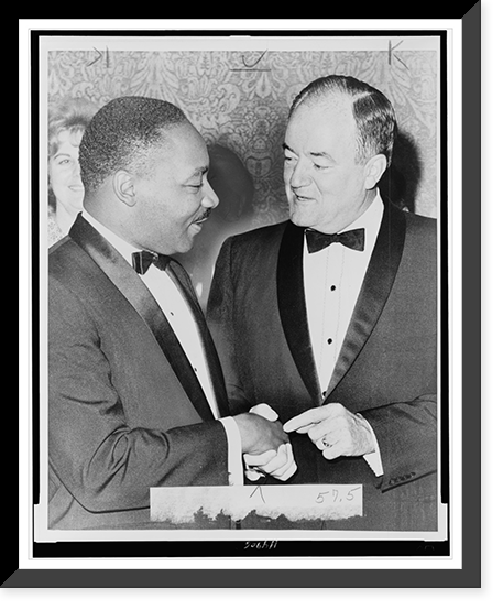 Dr. Martin Luther King, Jr. chats with Vice-President Hubert Humphrey as they shake hands, Vintage Wall Art