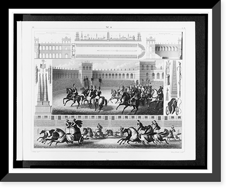 Historic Framed Print, [Details from the Circensian games].G. Heck, dirt. ; Henry Winkles sculp.,  17-7/8" x 21-7/8"