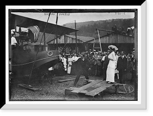 Historic Framed Print, Name ceremony for "America",  17-7/8" x 21-7/8"