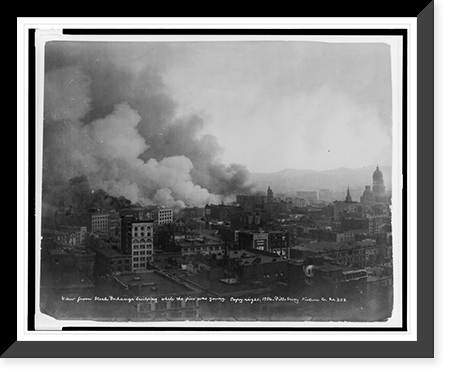 View from Stock Exchange building while the fire was young, Antique Poster