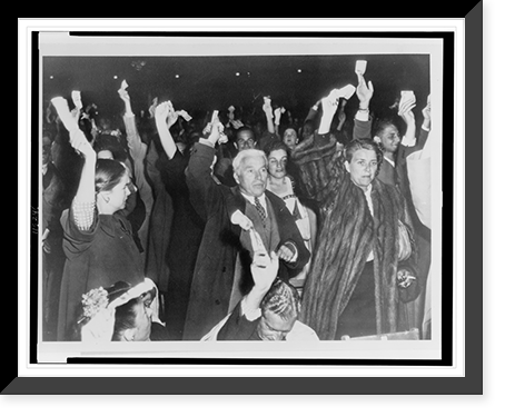 Charlie Chaplin with wife Oona in a crowd at rally for campaign of Henry Wallace, Antique Poster