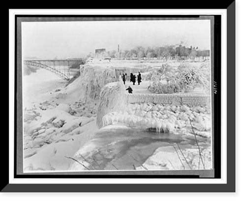 Historic Framed Print, [Niagara Falls frozen over, at Bridal Veil Falls, New York],  17-7/8" x 21-7/8"