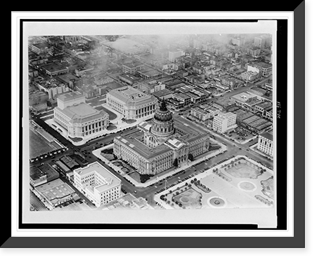 View of Civic Center from Goodyear blimp, Aug. 26, 1933 Classic, Historic Print