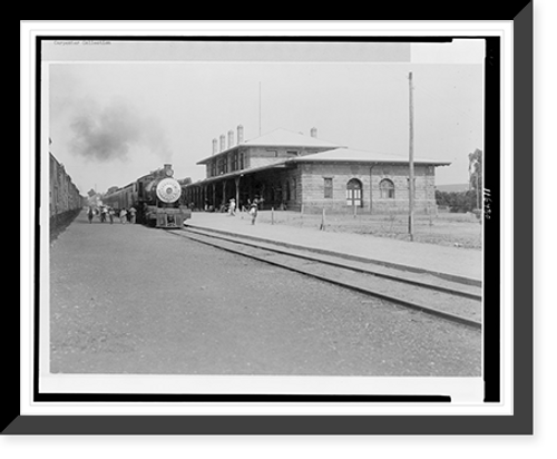 Historic Framed Print, Mexico - Quer&eacute;taro, railroad station,  17-7/8" x 21-7/8"