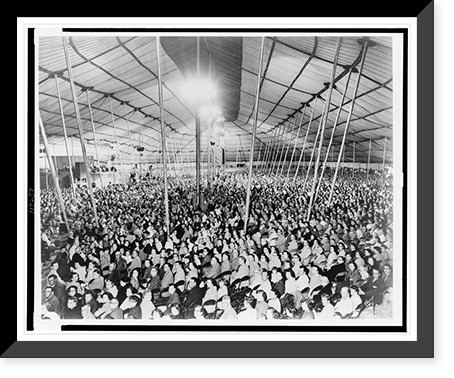 Interior view of tent during meeting held by evangelist Oral Roberts Classic, Vintage Poster