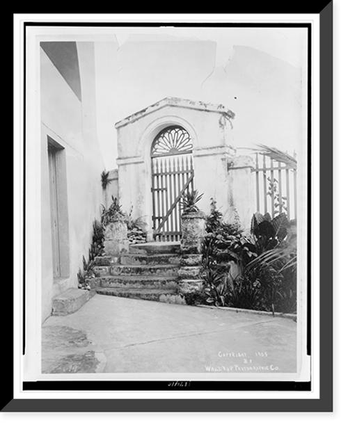 Historic Framed Print, Garden Gate, Governor's Palace, San Juan, P.R.,  17-7/8" x 21-7/8"