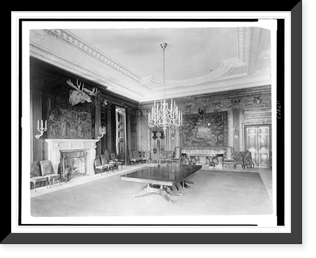 Antique Architecture - White House - Interior view of the with moose