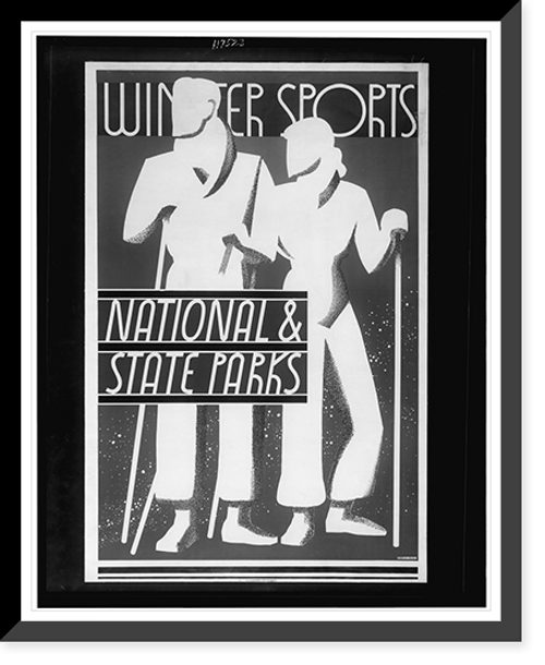 Historic Framed Print, Winter sports, national & state parks.Dorothy Waugh.,  17-7/8" x 21-7/8"