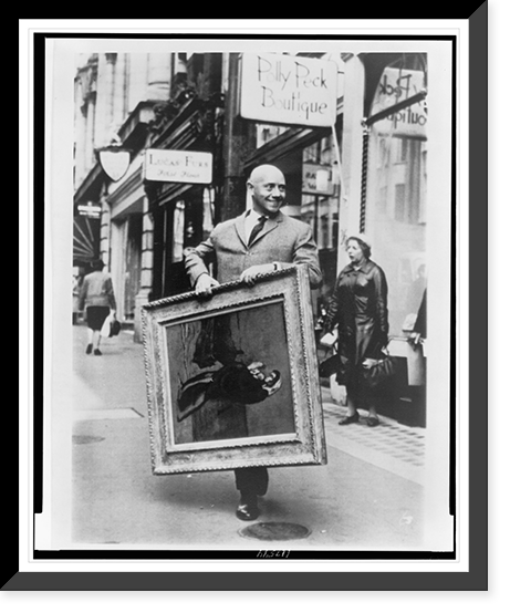 David Mann walks down Bond Street in London carrying a Picasso painting, Mother and Child, he purchased at auction at Sotheby's, Vintage Wall Art