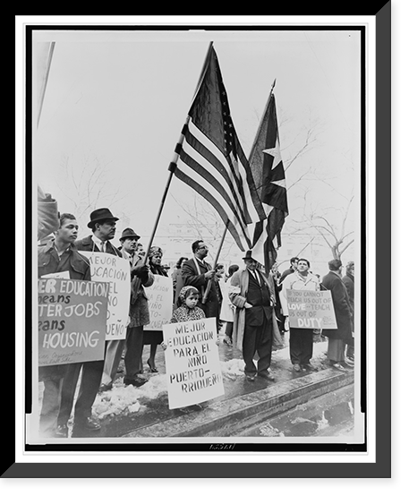 Historic Framed Print, [Puerto Ricans demonstrate for civil rights at City Hall, New York City].World Telegram & Sun photo by Al Ravenna.,  17-7/8" x 21-7/8"
