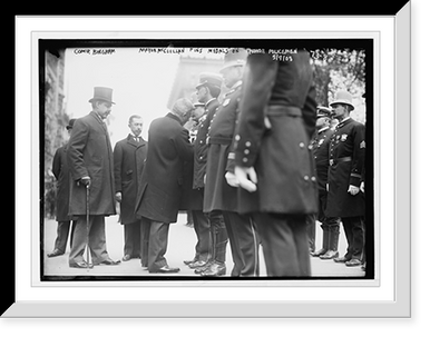 Commander Bingham and Mayor McClellan pin medals on honor policeman in police parade, New York - 2, Historic Print