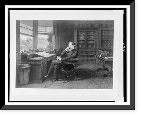 Charles Dickens in his study at Gadshill, Antique Wall Art