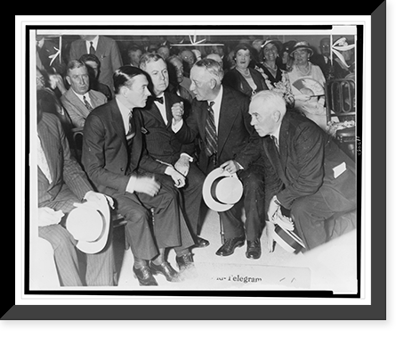 Alfred E. Smith, on the right, emphasizing a point to Mayor Walker, left, at New York headquarters; behind them is Judge Daniel F. Cohalan, and at right is James J. Dooling Classic Wall Art Print