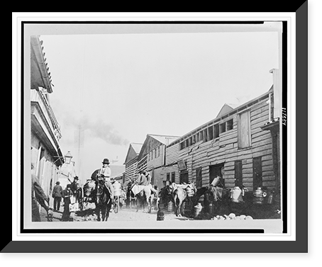 Milk peddlers with horses in the street, Valpara&iacute;so, Chile, Vintage Print