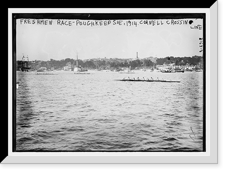 Historic Framed Print, Freshman race .  Poughkeepsie, 1914, Cornell Crossing Line,  17-7/8" x 21-7/8"