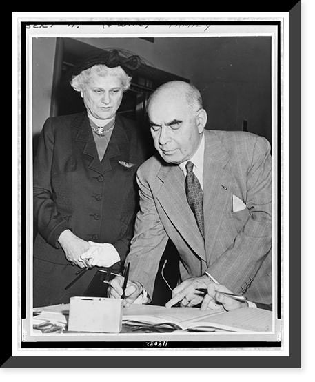 Herbert Lehman registering to vote as his wife looks on, Vintage Poster