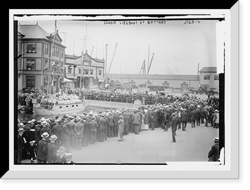 Historic Framed Print, Lundin lifeboat at battery,  17-7/8" x 21-7/8"