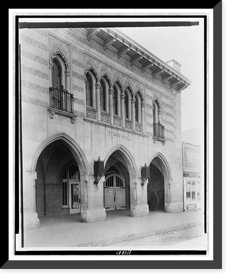Historic Framed Print, [Facade of Town Hall, Colorado, designed by architect June B. Benedict],  17-7/8" x 21-7/8"