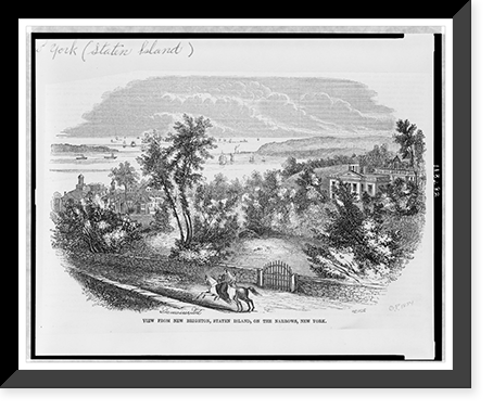 View from New Brighton, Staten Island, on the Narrows, New York.Deneseur(?) det. ; Peirce, Antique Wall Art