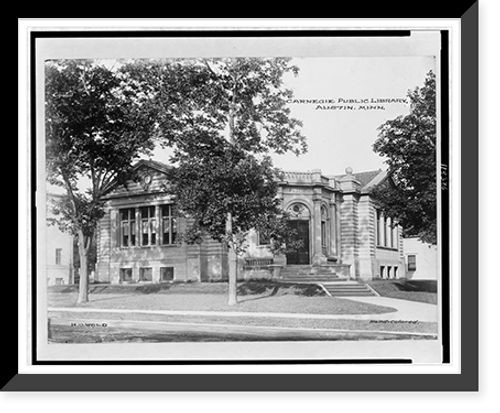 Historic Framed Print, Carnegie Public Library, Austin, Minn..K.O. Wold.,  17-7/8" x 21-7/8"