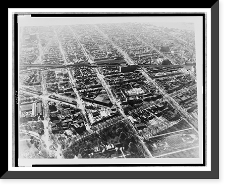 Aerial view of southwest Washington, D.C., mainly between Maryland and Delaware Avenues, with U.S. Capitol grounds in lower left, Historic Print