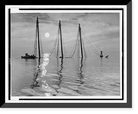 The three-masted ship Edward J. Baird resting on the bottom of Tangier Sound in the Chesapeake Bay, after sinking, Vintage Print