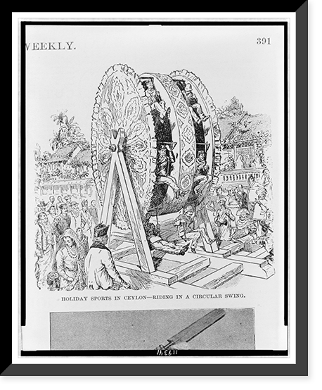 Holiday sports in Ceylon - riding in a circular swing Classic, Antique Wall Art