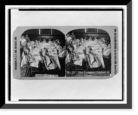 Historic Framed Print, The youngest children at dinner.photographs by J.P. King.,  17-7/8" x 21-7/8"