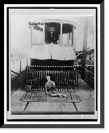 Streetcars - testing devices for saving lives on car fenders, Vintage Wall Art