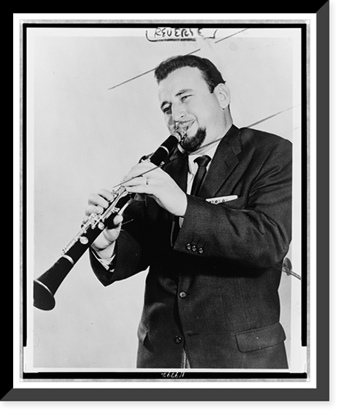 Historic Framed Print, [Pete Fountain, half-length portrait, facing left, playing clarinet],  17-7/8" x 21-7/8"
