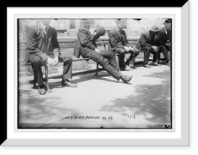 Men on a bench, Madison Square, New York, Antique Poster