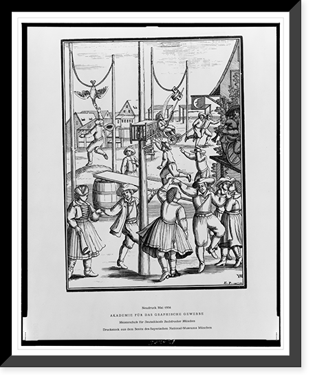 Book illustration, showing people at fair(?), Germany.E.P, Antique Print