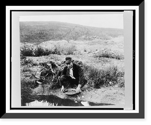 Historic Framed Print, Miner panning gold,  17-7/8" x 21-7/8"