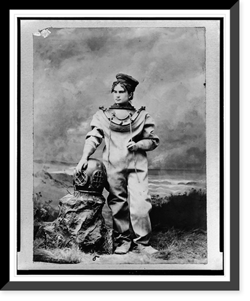 Historic Framed Print, [Sarah Bernhardt, full-length portrait, standing, facing slightly left, in sea-diving costume as The Ocean Empress"]",  17-7/8" x 21-7/8"