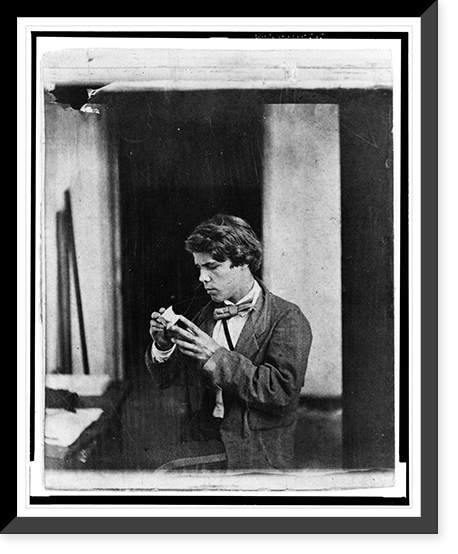 Historic Framed Print, [John Meigs, half-length portrait, facing left, seated at desk, examining specimen],  17-7/8" x 21-7/8"