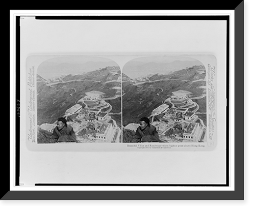 Historic Framed Print, Beautiful villas and roadways - from highest point above Hong Kong - 2,  17-7/8" x 21-7/8"
