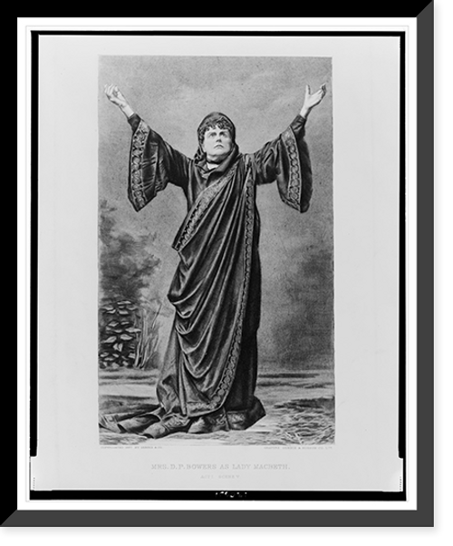 Historic Framed Print, Mrs. D.P. Bowers as Lady Macbeth.gravure Gebbie & Husson Co. Ltd.,  17-7/8" x 21-7/8"