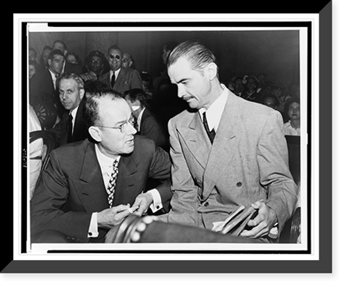 Historic Framed Print, [Howard Hughes (right), seated with his attorney T.A. Slack, before testifying before the Senate War Investigating subcommittee],  17-7/8" x 21-7/8"