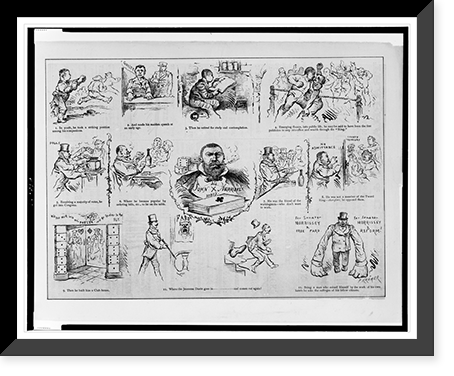 Cartoon depicting scenes in the life of John Morrissey, showing him as a fighter, in jail, as a politician, etc..P. Kramer. Classic, Historic Print