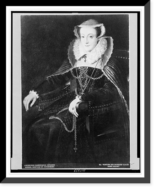 Historic Framed Print, [Mary Stuart, Queen of the Scots, three-quarter length portrait, seated, facing slightly left],  17-7/8" x 21-7/8"