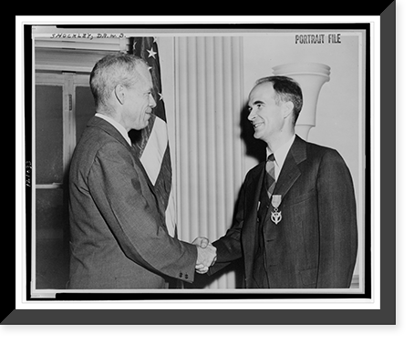 William Bradford Shockley receiving Medal for Merit from War Secretary Patterson, Historic Print