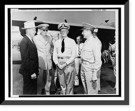 Adm. Chester W. Nimitz (center) with two other officers and Secretary of War Robert Patterson (left) Classic, Vintage Print