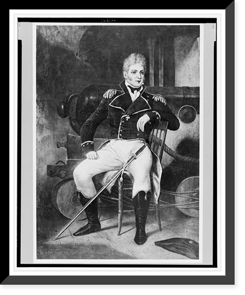 Historic Framed Print, [Thomas Macdonough, full-length portrait, seated, facing right],  17-7/8" x 21-7/8"